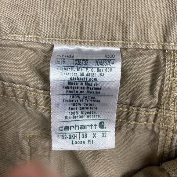 Paint Splattered Carhartt B159 GKH Loose Carpenter Work Pants Mens 38 x 32 Tan - Picture 8 of 13